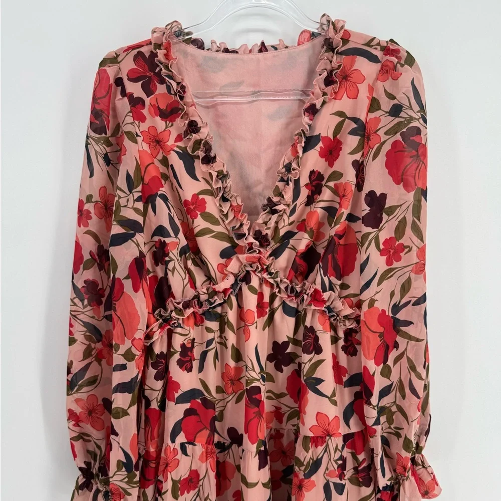 Floral Long Sleeve Maxi Dress, Size M - Picture 8 of 11